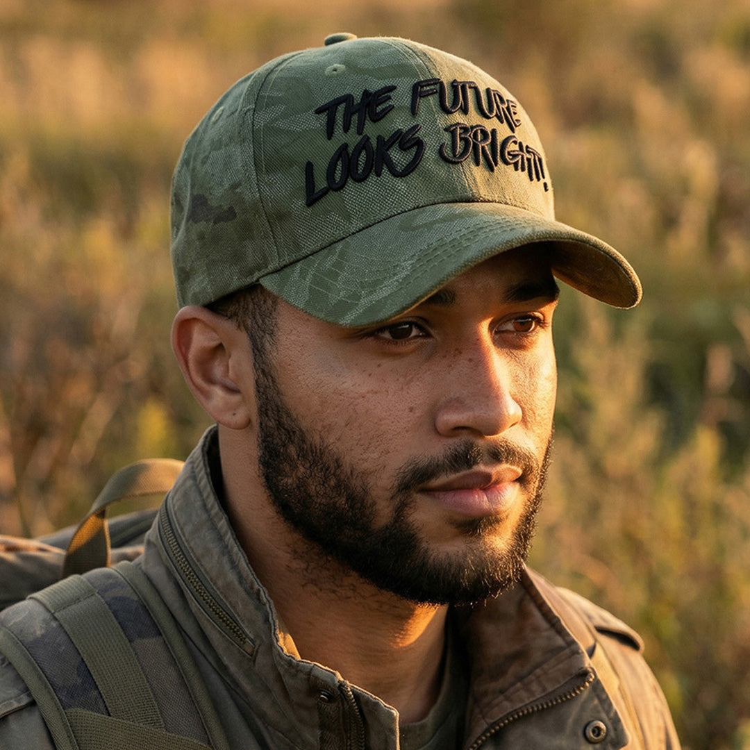 Future Looks Bright Army Green Textured Snapback Hat