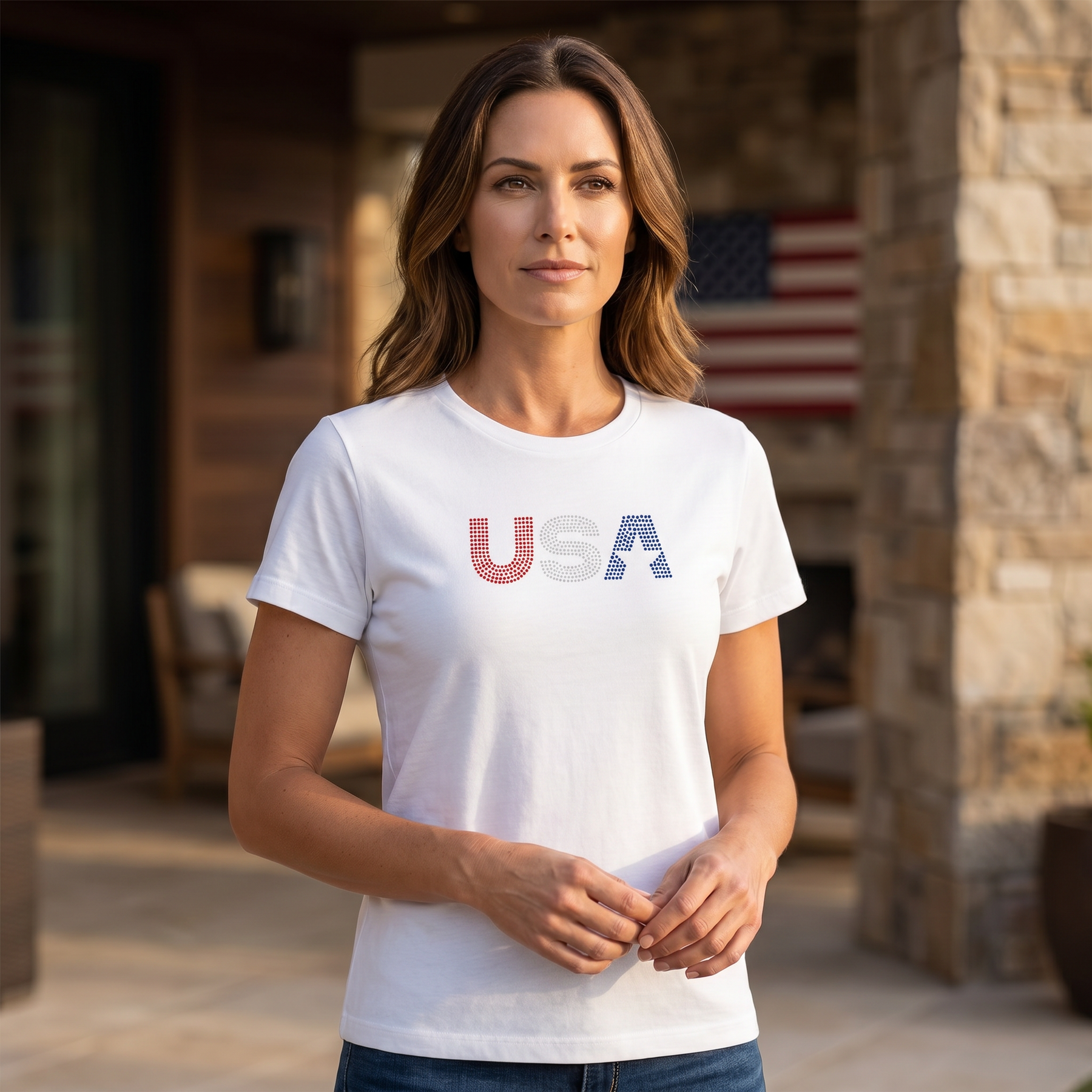 VT USA Rhinestones Tee