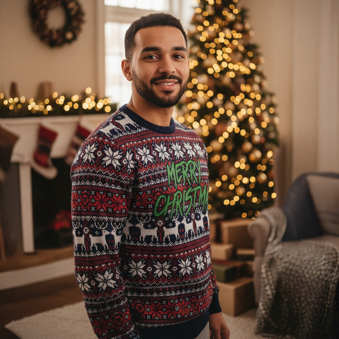 Merry Christmas Ugly Sweater Printed Crewneck