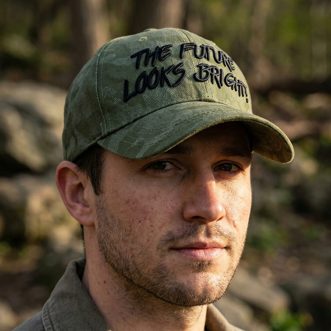 Future Looks Bright Army Green Textured Snapback Hat