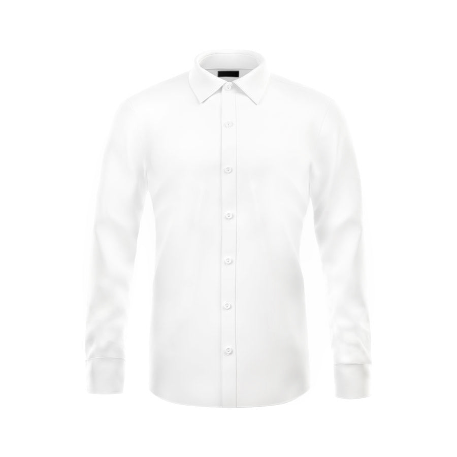 Valuetainment Men's Solid White Tencel Long Sleeve Button Down Shirt (Classic Fit)