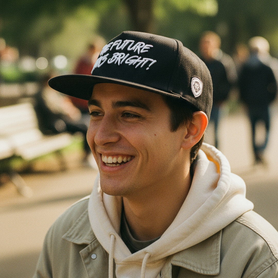 Future Looks Bright Black & White Flat Brim Snapback hat