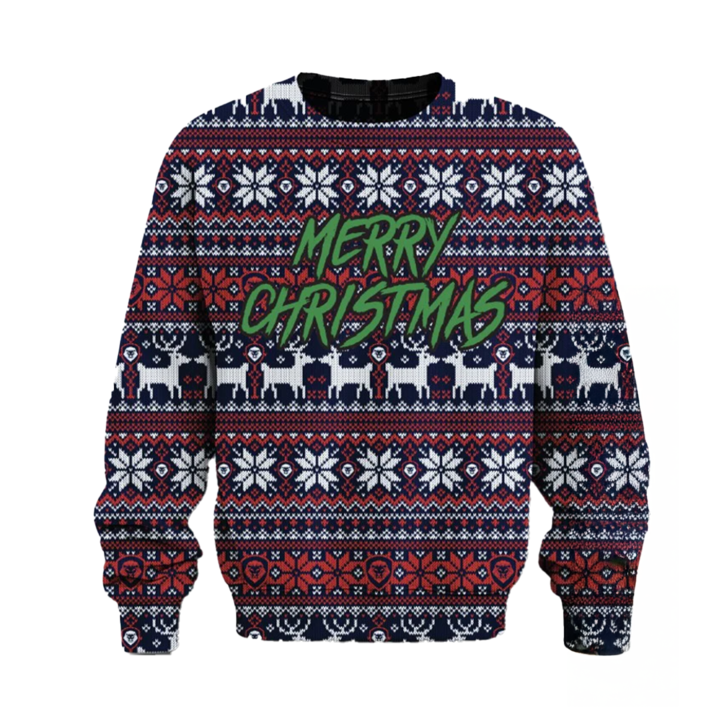 Merry Christmas Ugly Sweater Printed Crewneck